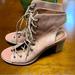 Free People Shoes | Free People Jeffery Campbell Collaboration Booties Size 10 Lace Up Stacked Heel | Color: Pink/Tan | Size: 10