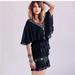 Free People Dresses | Free People Black Lace Beaded Mini Dress. Size 2 | Color: Black/Brown | Size: 2