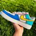 Nike Shoes | Nike Kid's Air Force 1 Custom Color Block Comic Graphic Sneakers Nwb | Color: Blue/Pink | Size: Various