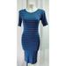 Lularoe Dresses | 50% Off Lularoe Julia Dress Stripe Formfitting Midi Blue Short Sleeve Scoop Neck | Color: Blue/Red | Size: Xs