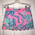 Lilly Pulitzer Skirts | Lilly Pulitzer Colette Scallop Skort Pink Pout Barefoot Princess Sz. 0 | Color: Blue/Pink | Size: 0