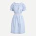 J. Crew Dresses | Nwt J.Crew Smocked Puff-Sleeve Cotton Poplin Dress In Stripe Sz L | Color: Blue/White | Size: L