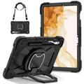 Galaxy Tab S7 Case 11 inch Case Compatible with Samsung Galaxy Tab S7 SM-T870 /T875 /T876B Sturdy Shockproof Cover,Protective Case W 360 Swivel Kickstand+Hand Strap+Shoulder Strap (Color : Black)