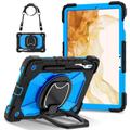 Galaxy Tab S7 Case 11 inch Case Compatible with Samsung Galaxy Tab S7 SM-T870 /T875 /T876B Sturdy Shockproof Cover,Protective Case W 360 Swivel Kickstand+Hand Strap+Shoulder Strap (Color : Black+Blue