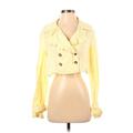 Free People Jacket: Mid-Length Yellow Print Jackets & Outerwear - Women's Size Small