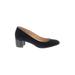 MICHAEL Michael Kors Heels: Slip-on Chunky Heel Work Black Print Shoes - Women's Size 7 1/2 - Almond Toe