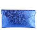 Girly Handbags Womens Italian Suede Leather Envelope Clutch Bag Metallic Royal Blue