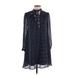 11.1. Tylho Casual Dress - Mini High Neck Long sleeves: Blue Polka Dots Dresses - Women's Size X-Small