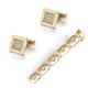 Crystal Cufflinks For Men 2Pcs Square Diamond Inlaid Tie Clip Cufflink Suit Metal Alloy Cufflink Tie Clip