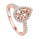 HAODUOO Rose Gold Diamond Rings For Women, Pear Shaped Inlaid Cubic Zirconia Halo Engagement Rings Promise Eternity Ring Wedding Bands Size 5-11 (Color : Rose Gold, Size : 8)