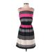 Ann Taylor LOFT Casual Dress - A-Line High Neck Sleeveless: Pink Stripes Dresses - Women's Size X-Small