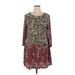 R&B Collection Casual Dress: Burgundy Print Dresses - Women's Size X-Large