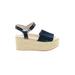 Kenneth Cole New York Sandals: Espadrille Platform Summer Blue Solid Shoes - Women's Size 8 1/2 - Open Toe