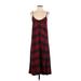 Zara Casual Dress - Midi Scoop Neck Sleeveless: Red Plaid Dresses - Women's Size X-Small