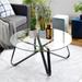 Round Coffee Table, 31.5-inch Sofa Side End Table with Tempered Glass Top & Metal Legs, Accent Cocktail Tea Table