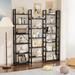 Triple Wide 5/6-Shelf Corner Bookcase Industrial Vintage Wood Style Large Open Bookshelves - 5 Tier