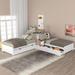 Twin Size L-shaped Platform Bed With Trundle,Drawers,Built-in Desk
