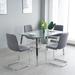 Wrought Studio™ Glass Dining Table Set Glass Table Set Kitchen Table & Chairs Dining Room Set Metal in Gray | 29.59 H x 63.09 W x 35.49 D in | Wayfair