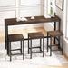 17 Stories Bar Table Set Bar Table w/ Stools Pub Table Set Breakfast Nook Wood/Metal in Gray | 35.52 H x 60.33 W x 15.84 D in | Wayfair