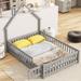 Harper Orchard Lilith Bed Frame w/ Headboard Wood in Gray | 57.29 H x 78.29 W x 44.89 D in | Wayfair D924A307B1194E6ABDDA51C8B45A3F90