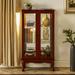 Alcott Hill® Corringham Curio Cabinet Lighted Curio Diapaly Cabinet w/ Mirrored Back Panel in Brown | 43.13 H x 25.63 W x 12.02 D in | Wayfair