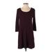 Derek Heart Cocktail Dress - A-Line Scoop Neck 3/4 sleeves: Burgundy Dresses - Women's Size Small