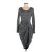 Adrianna Papell Cocktail Dress Scoop Neck 3/4 sleeves: Gray Dresses - Women's Size Medium