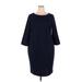 Calvin Klein Casual Dress - Sheath Crew Neck 3/4 sleeves: Blue Solid Dresses - Women's Size 18