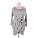 C+D+M Collection Casual Dress - Wrap Scoop Neck 3/4 sleeves: Gray Marled Dresses - Women's Size 2X