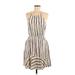 Spirit of Grace Casual Dress - Mini Scoop Neck Sleeveless: Tan Stripes Dresses - Women's Size Medium