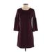 Gap Casual Dress - Shift Crew Neck 3/4 sleeves: Burgundy Solid Dresses - New - Women's Size X-Small