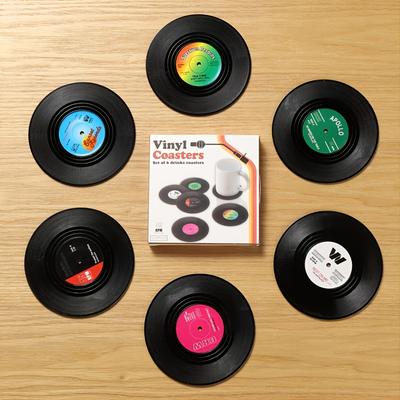 6pcs Drink Coasters, Record Design Coasters With Gift Box, Vinyl Record Coasters For Drinks Novelty, Funny Absorbent Retro Style Home Decor, Hot Coffee Cup Placement Pads, Diameter 4.1