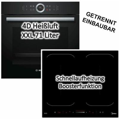 Bosch - Herdset Einbaubackofen Serie 8 mit Midea Induktionskochfeld KI600IX - autark, 60 cm