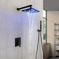 Robinet de douche Ensemble - Douchette inclue LED Fixation fixe contemporain Plaqué Montage Intérieur Soupape céramique Bath Shower Mixer Taps