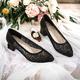 Femme Chaussures à Talons Chaussures de mariage Chaussures habillées Chaussures scintillantes Mariage Soirée Floral Strass Talon Bas Talon Bottier Bout rond Elégant Cuir microbien Maille Mocassins