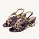 Femme Chaussures de mariage Sandales Chaussures habillées Chaussures scintillantes Mariage Soirée Strass Talon bloc Bout rond Elégant Rétro Vintage Cuir microbien Lanière de cheville Noir Rouge Violet