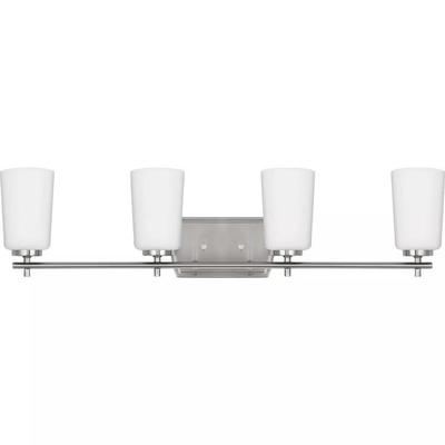 Progress Lighting 267880 - 4 Light 120 volt Brushed Nickel Vanity Etched Opal Glass Light Fixture (FOUR LIGHT BRUSHED NICKEL NEW TRADITIONAL BATHVANITY LIGHT (P300468-009))