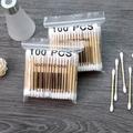 100 Pcs Soft Bag Wood Stick 100% Cotton Swabs - High Quality 100 Soft Bag Wood Stick Double Head Cotton Swab Sanitary Swab