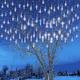 Solar Meteor Shower Rain Lights 30cm/50cm/80cm 8 Tubes Falling Raindrop Fairy String Light Waterproof Plug in Icicle Lights Outdoor for Halloween Christmas Party Patio Decor