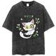 Suzume No Tojimari Katze T-Shirt-Ärmel Übergroßes Acid Washed T-Shirt Bedruckt Grafik T-shirt Für Paar Herren Damen Erwachsene Säurewäsche Casual