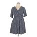 Shein Casual Dress - A-Line V-Neck 3/4 sleeves: Blue Dresses - Women's Size Large