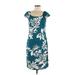 Old Navy Casual Dress - Sheath Scoop Neck Short sleeves: Teal Print Dresses - Women's Size Medium