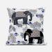 16 x 16 in. Two Elephants Broadcloth Indoor & Outdoor Zippered Pillow - Grey Black & Blue