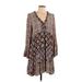 By Anthropologie Casual Dress - A-Line V-Neck Long sleeves: Brown Dresses - Women's Size Medium