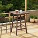 WestinTrends Square Outdoor Patio Bistro Bar Table With Umbrella Hole Dark Brown