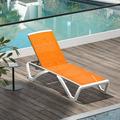 Domi Outdoor Living Chaise Lounge Chair Aluminum Adjustable Pool Lounge Chairï¼ŒWith All-Weather Textilene for Deck Lawn Backyard ï¼ˆ1 Orange Chairï¼‰