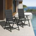 Perfect LEAF 9 Pieces Outdoor Patio Dining Set with 8 Folding Portable Chairs and 1 Rectangle Aluminum Table Foldable Adjustable High Back Reclining Chairs with Soft Cotton-Padded Seat