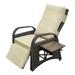 Outdoor PE Wicker Recliner Chair Adjustable Patio Reclining Lounge Chair with Soft Thick Cushion and Extended Footrest All-Weather Armchair for Home Garden Sunbathing or Relaxation khaki