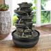 15.7â€� High Rock Falls Tabletop Water Fountain with LED Lights - 5-Tier Indoor Relaxation Waterfall Fountain Small Cascading Water Feature for Home and Office Decor