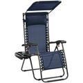 Topeakmart 26in Outdoor Zero Gravity Chair with Cupholder and Pillow Navy Blue